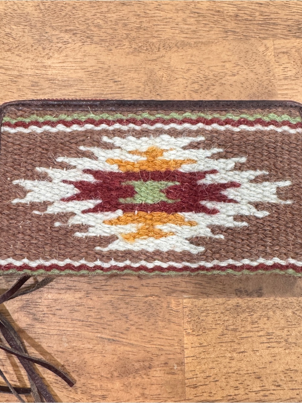 Ariat Sheridan Brown Woven Wool Clutch Southwestern Leather Wallet Fringe Tassel - Picture 5 of 8